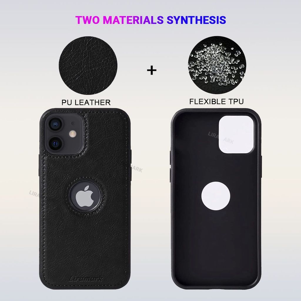 LIRAMARK PU Leather Flexible Back Cover Case Designed for iPhone 12 Mini