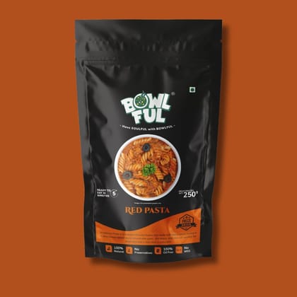 Bowlful Red Pasta - 75g Net, Spicy Italian Arrabbiata Pasta