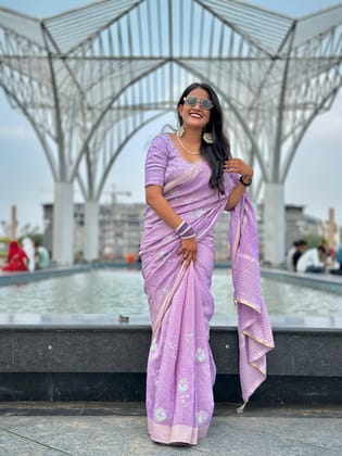Pure munga silk fabric with beautiful Jaipuri bandej zari waiving work all over saree