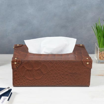 Eden Tissue Box With Rivets Tan-Tan