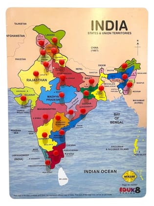 MUKESH Wooden India Map Puzzle for Kids with States and Capitals 23 Pieces Educational Puzzle