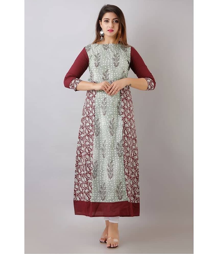 SAART BUNAAI - Multicolor Cotton Women's Front Slit Kurti ( Pack of 1 )