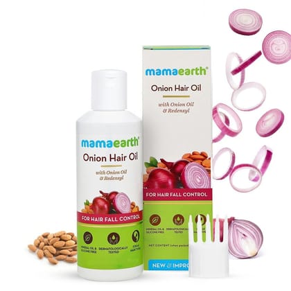 Mamaearth Onion Oil For Hair Regrowth & Hair Fall Control With Redensyl, 100 ml