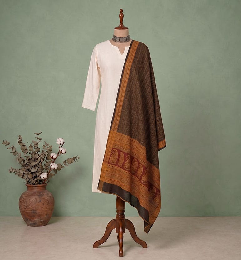 Handcrafted Bagh Print Pure Cotton Dupatta