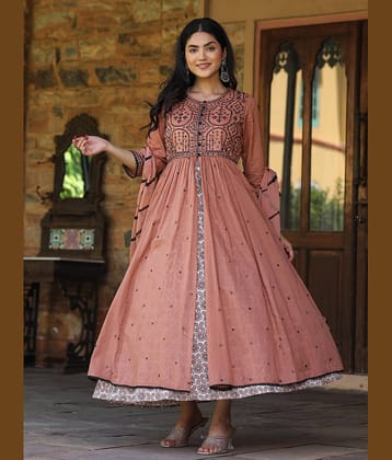 Juniper Women Cotton Embroidered Ethnic Dress ( Pink )