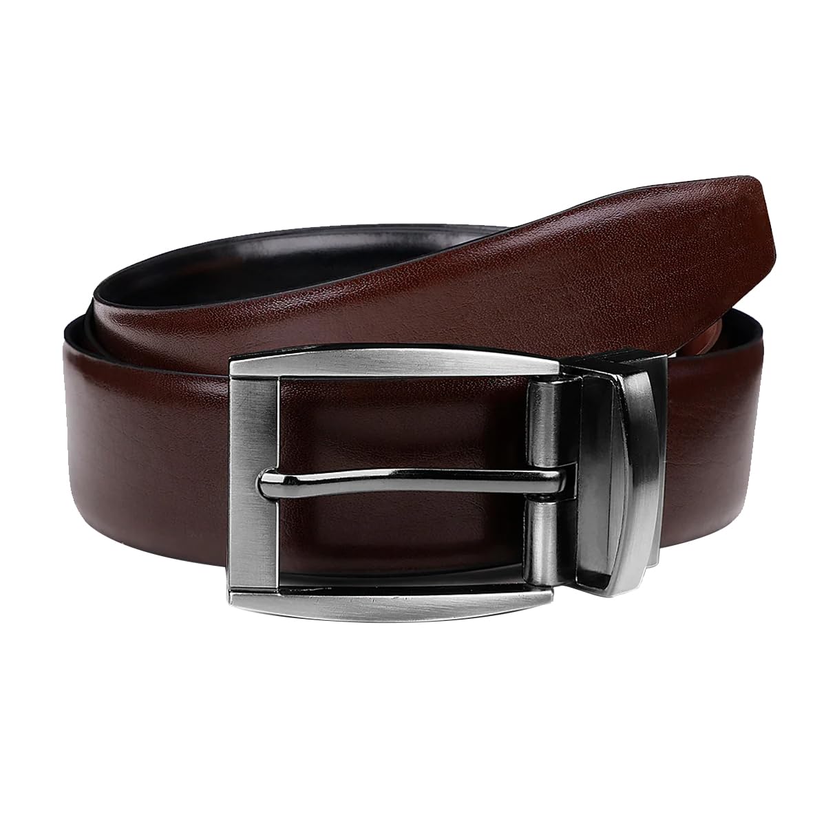 The Wallet Store Premium Reversible Leather Belt For Men - Brown