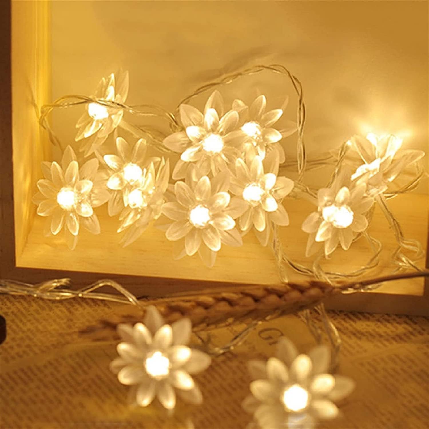 GLOWSERIE Warm Glow Flower LED String Lights – Decorative Fairy Lights