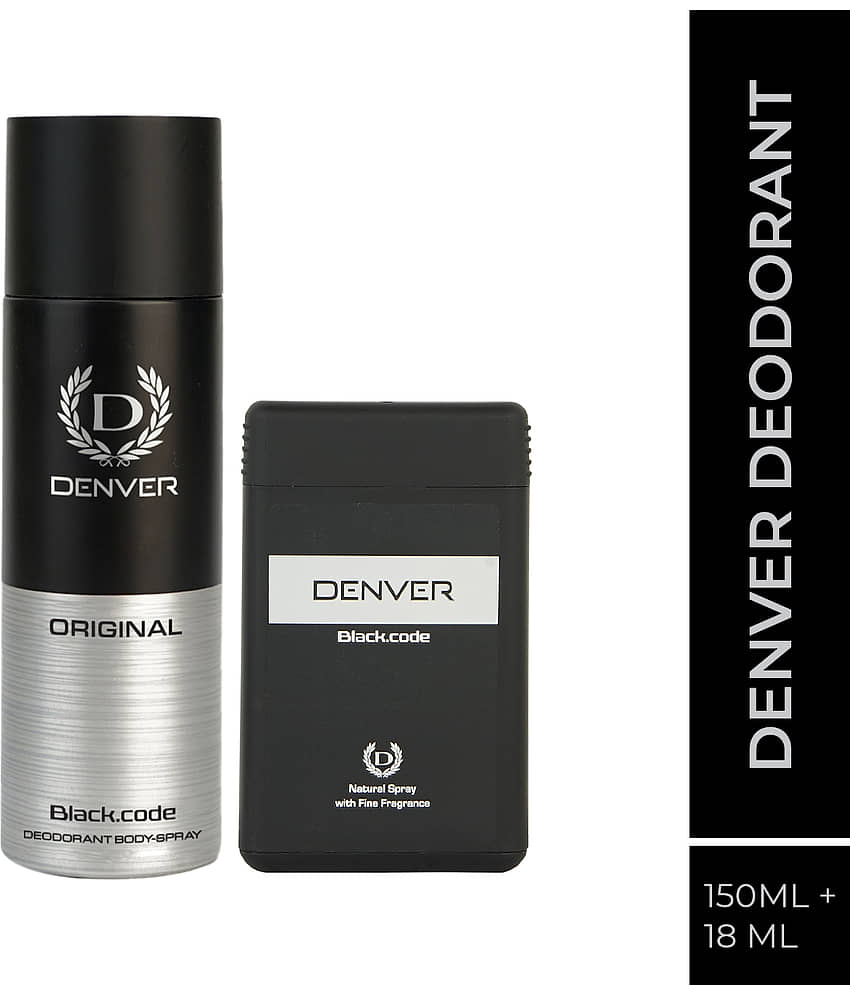 Denver Black Code Pocket Perfume & Deodorant Spray for Men 168 ml ( Pack of 2 )