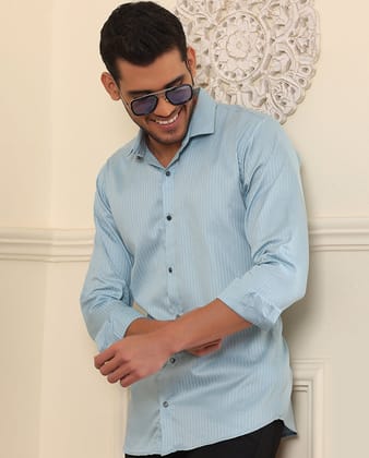 Self Stripes Formal Shirt Light Blue color-M