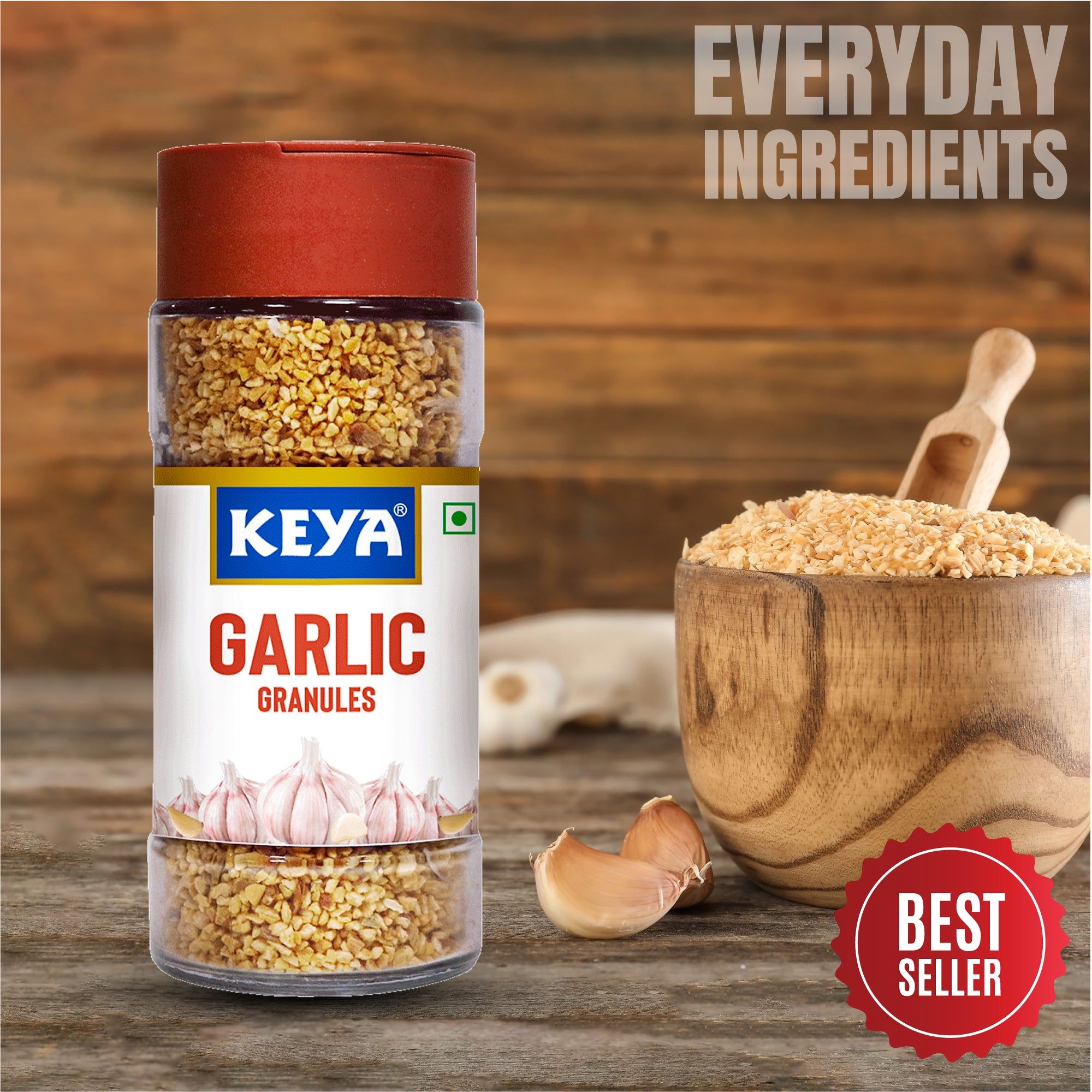 Keya Garlic Granules 55g | Pure, All-Natural, Flavor Booster for Cooking, Soups, Sauces |No Additives, Preservatives |