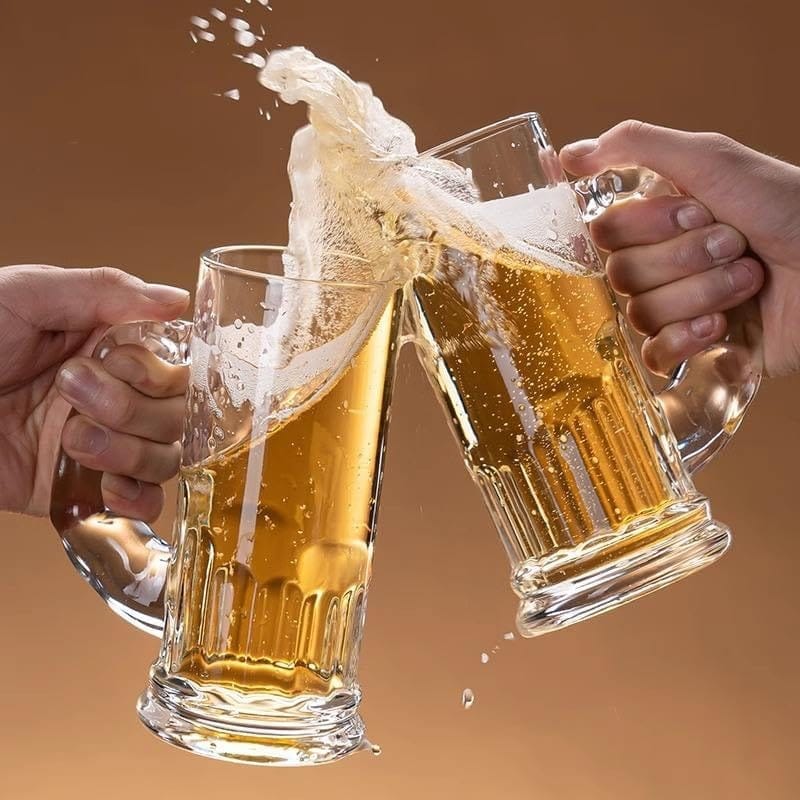 Drinking Glass Muscle Shape Beer Mug with Handle | Freezer Bear Mug for Beer, Milk, Juice, Bar, Beverages (650 ml)