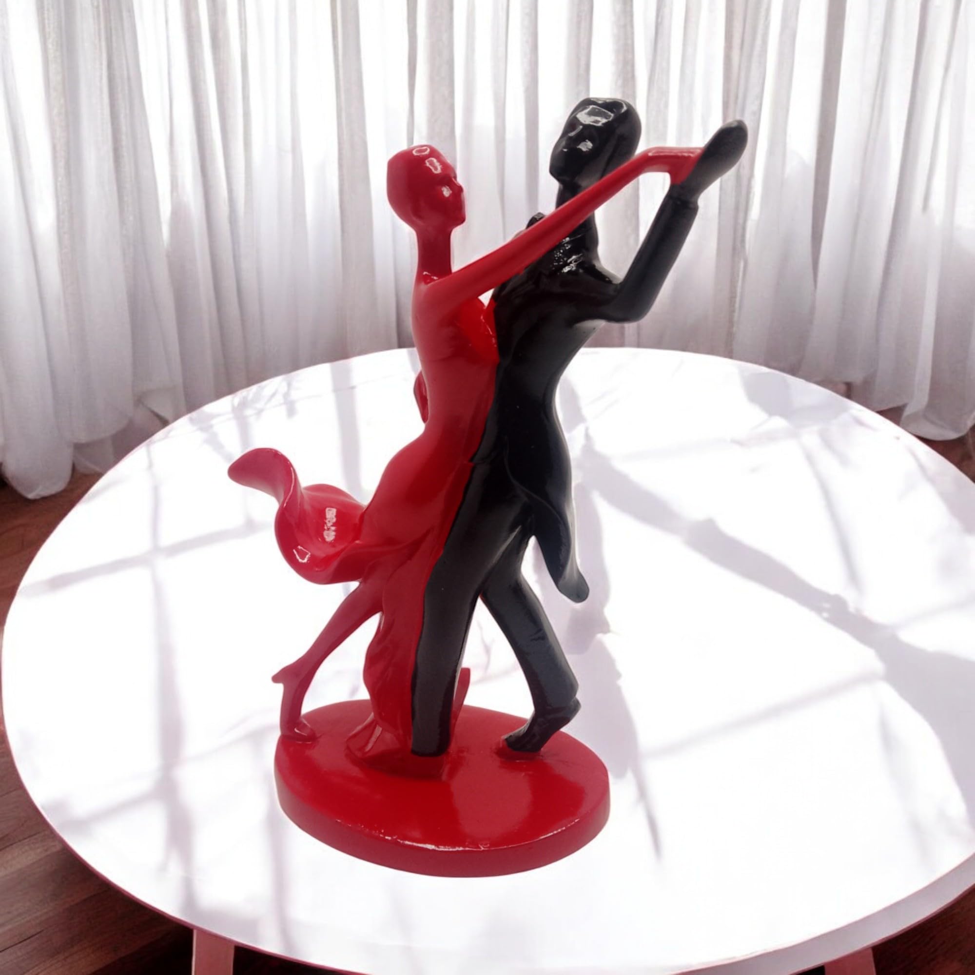 AMS Couple Dancing Statue Romantic Red & Black Figurine | Home Decor for Girlfriend, Boyfriend, Wife, Husband | Proposal, Valentine's Day, Wedding & Anniversary Showpiece � 12.5 cm