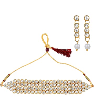 ShreejiHuf Alloy White Traditional Necklaces Set Choker