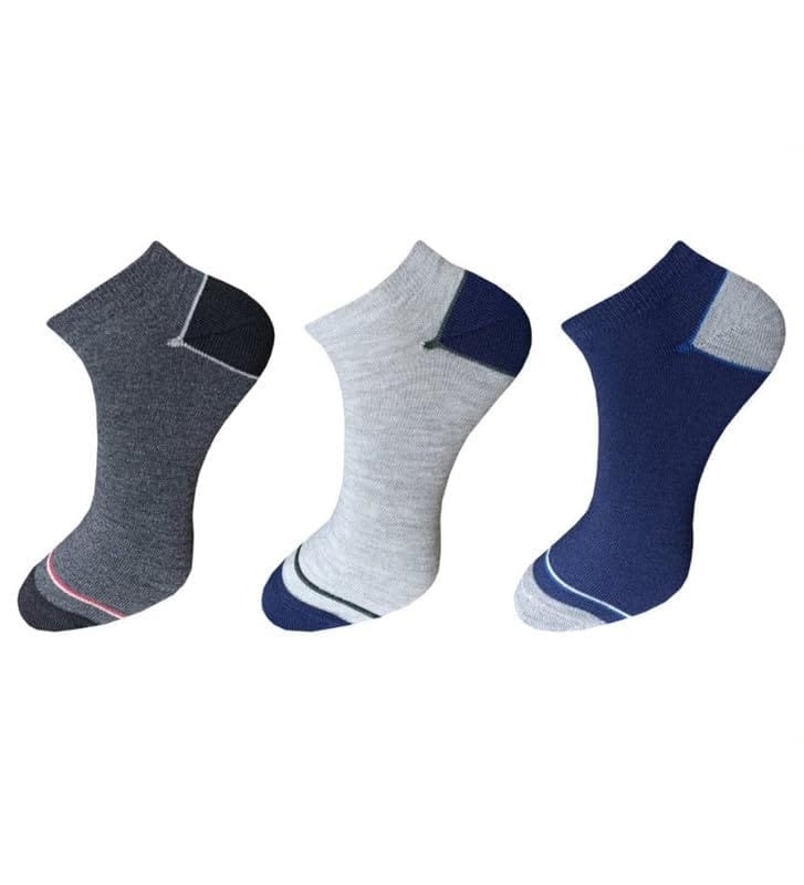 3_Pair Set Unisex Casual Cotton Solid Ankle Length Socks (Multicolor)-PID54090