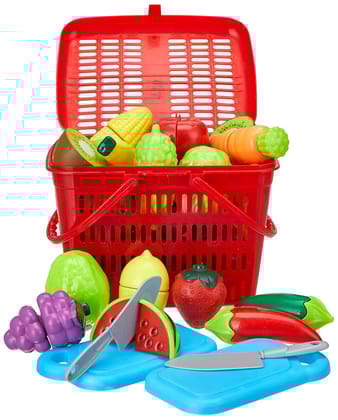 Fruit and Vegetable Basket Toy for Kids|Pretend and Play Food Basket |Realistic Cutting and Slicing | Ideal for Kids Age 3+/7...