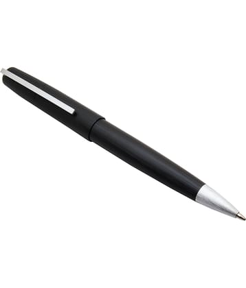 Srpc Epic Charcoal Matte Black Metal Body Retractable Ballpoint Pen With Chrome Trims Blue Refill