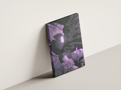 FURNISHUB Astro Bonker - Astronaut in Shades of Grey | Canvas Art for Living Room | Unique Home Decor | Ideal Gift for Space Enthusiasts