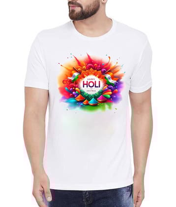 PrintMall Polyester Regular Fit Printed Half Sleeves Men's Round T-Shirt - White ( Pack of 1 )