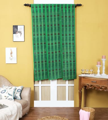 Curtain & Dining Mat Combo - Green-6 ft length