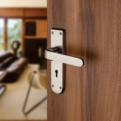 BUCKLER Zinc Alloy-4118-Silver 8 Inch Mortise Handle set-70MM Double Turn Bullet Lock (Black Silver)