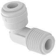 Plastic RO Inline Filter Elbow Connector 3/8 Size Tube x 1/4 Male Thread (Standard, White)