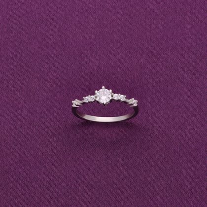 Timeless Silver Minimal Ring-White Stone / Silver / 5