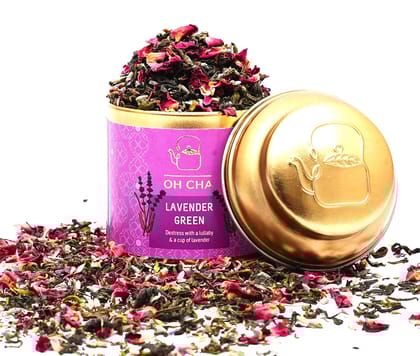 Oh Cha Lavender Green Tea | Green Tea for Weight Loss | For Stress Relief & Anxiety | 100% Whole Leaf, 35 gm