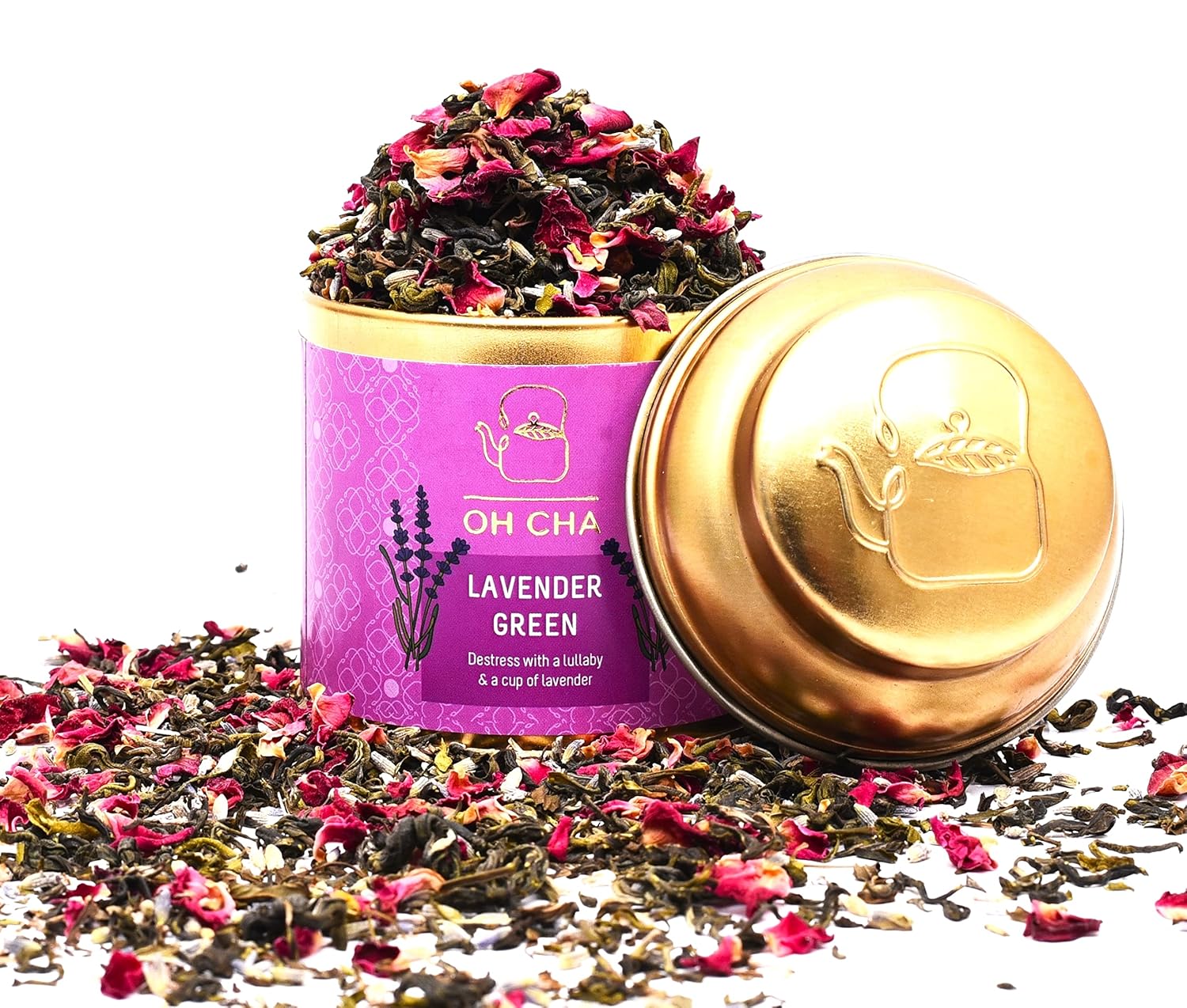 Oh Cha Lavender Green Tea | Green Tea for Weight Loss | For Stress Relief & Anxiety | 100% Whole Leaf, 35 gm