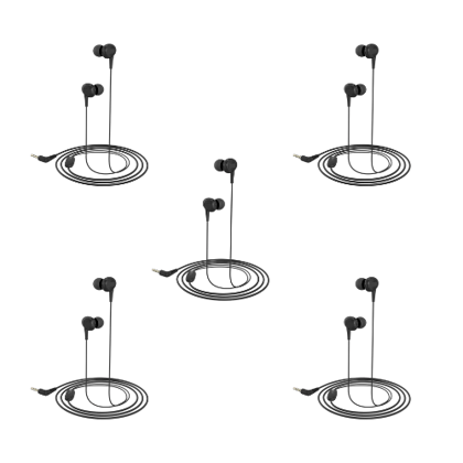 Walta Elite Shimmer in-Ear Wired Earphone with Mic (Black)- Pack of 5