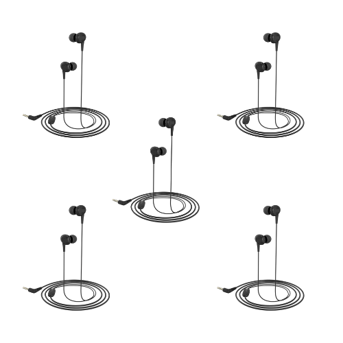 Walta Elite Shimmer in-Ear Wired Earphone with Mic (Black)- Pack of 5