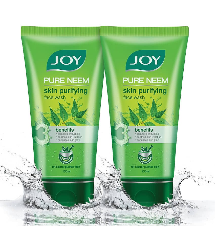 Joy Skin Purifying Neem Face Wash For Oily Skin Fights Acne Pimples & Controls Excess Oil 100ml each (Pack of 2)