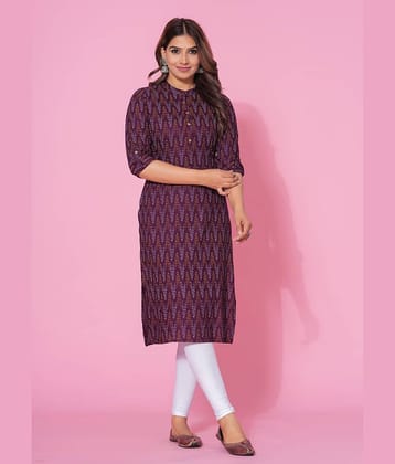 GlowWorld Viscose Blend Printed Straight Women's Kurti - Maroon ( Pack of 1 )