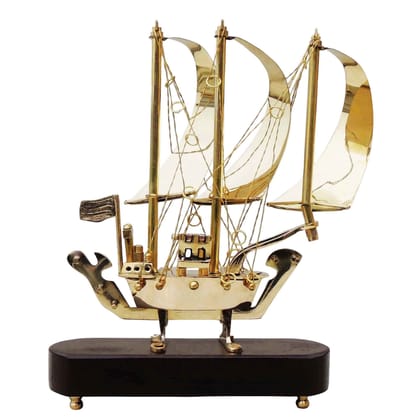 Vintage Brass Maritime Ship Figurine – Table Decor Showpiece, Height : 9.5 Inch (MRMAS129 X)