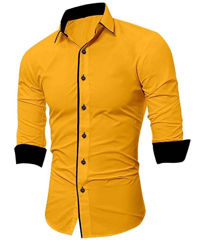 SUR-T Cotton Blend Yellow Solids Shirt