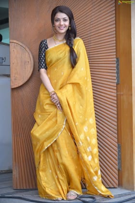 Beautiful Yellow Mangalagiri Linen Silk Saree