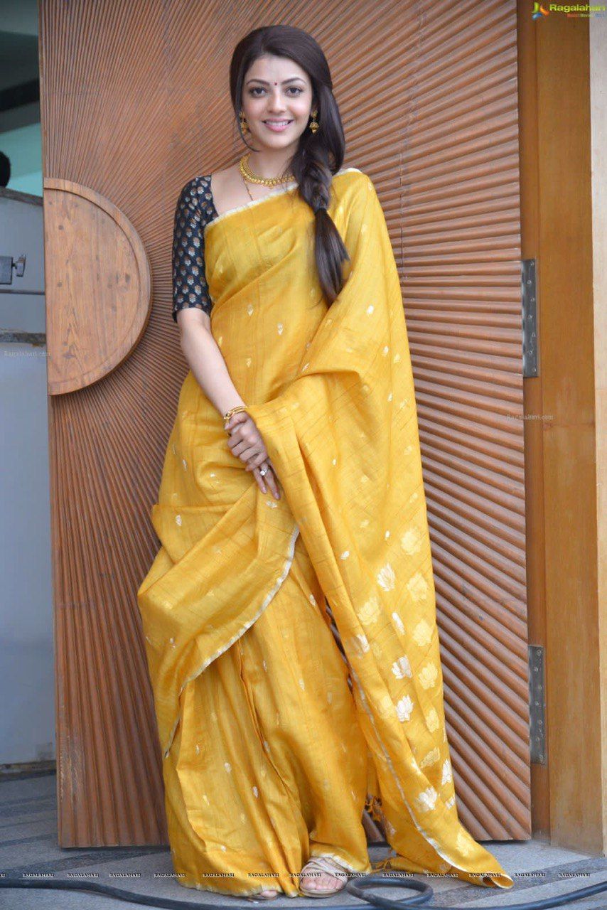 Beautiful Yellow Mangalagiri Linen Silk Saree