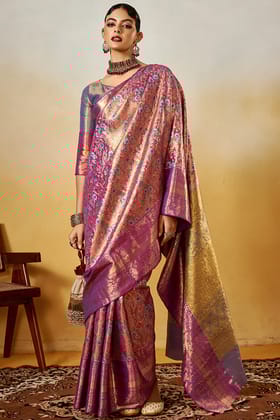 Warm Purple Zari Woven Kanjivaram Silk Saree
