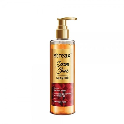 Streax Serum Shine Shampoo, 240 ml for Frizzy and Dry Hair | Paraben-Free With Silicon Boosters & Vit B5 | Controls Frizz, for Smooth & Shiny Hair Streax Serum Shine Shampoo, 240 ml for Frizzy and Dry Hair | Paraben-Free With Silicon Boosters & Vit B5 | Controls Frizz, for Smooth & Shiny Hair