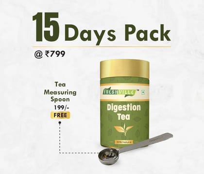 Freshville Digestion Tea | Pure & Natural | Prevent Heartburns | Immunity Booster | Tea for Weight Loss | Ginger, Fennel, Ajwain, Mint, Senna leaves, Rose petals, Bay leaves, Green tea Tin 50