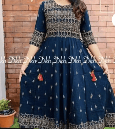 Stylish Women's Blue Rayon Gown/ Kurti Stylish Women's Blue Rayon Gown/ Kurti