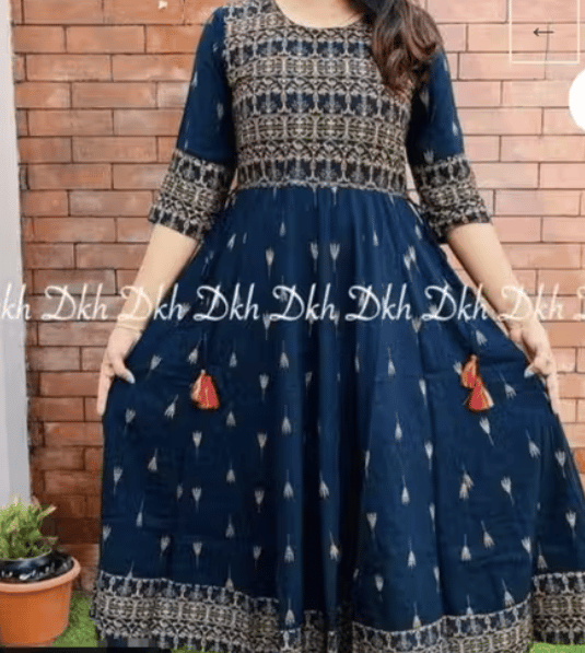 Stylish Women's Blue Rayon Gown/ Kurti