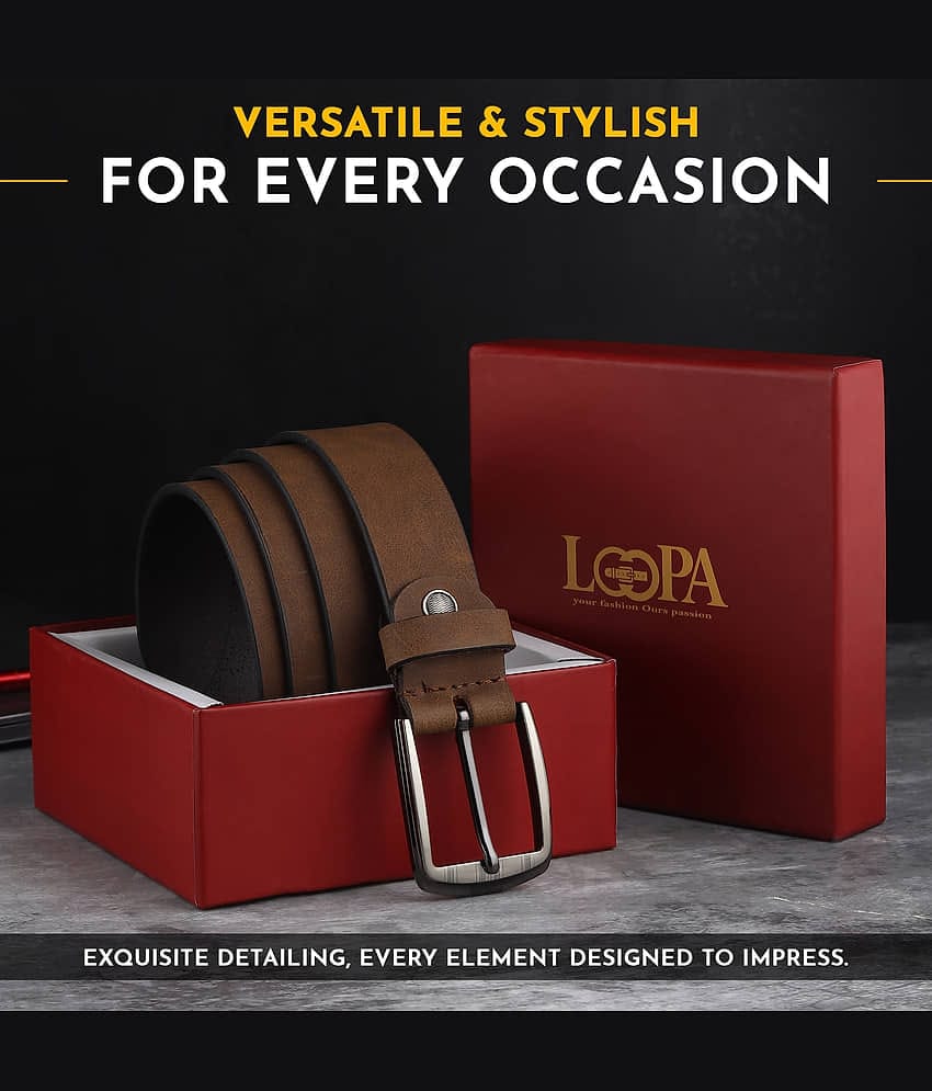 Loopa - Brown 100% Leather Men's Formal Belt ( Pack of 1 )
