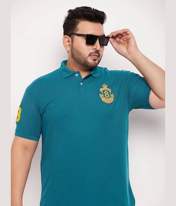 GET GOLF Pack of 1 Cotton Blend Regular Fit Applique Half Sleeves Men's Polo T Shirt ( Teal Blue )