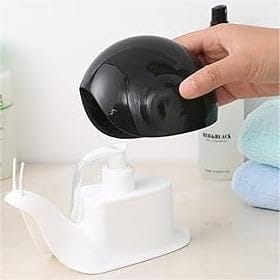 Cute Snail Shape Soap Dispenser, Black and White, Bathroom Countertop Liquid Pump Dispenser, Modern Design