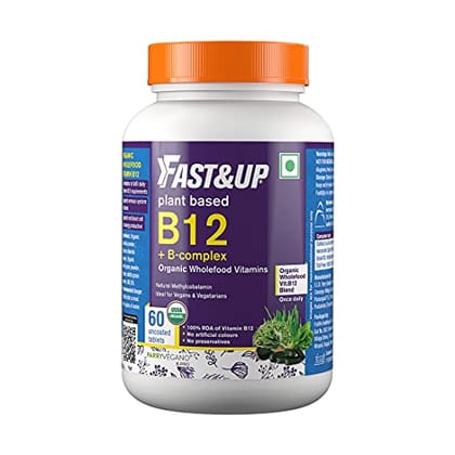 FAST&UP B12 + B-Complex – Vegan B12 + B-Complex, USDA Organic Certified, Natural, 100% RDA for Vitamin B12 – 60 Uncoated Tablets, Green FAST&UP B12 + B-Complex – Vegan B12 + B-Complex, USDA Organic Certified, Natural, 100% RDA for Vitamin B12 – 60 Uncoated Tablets, Green