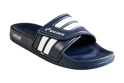 Welcome Gents Navy Sliders-Navy Blue / 6