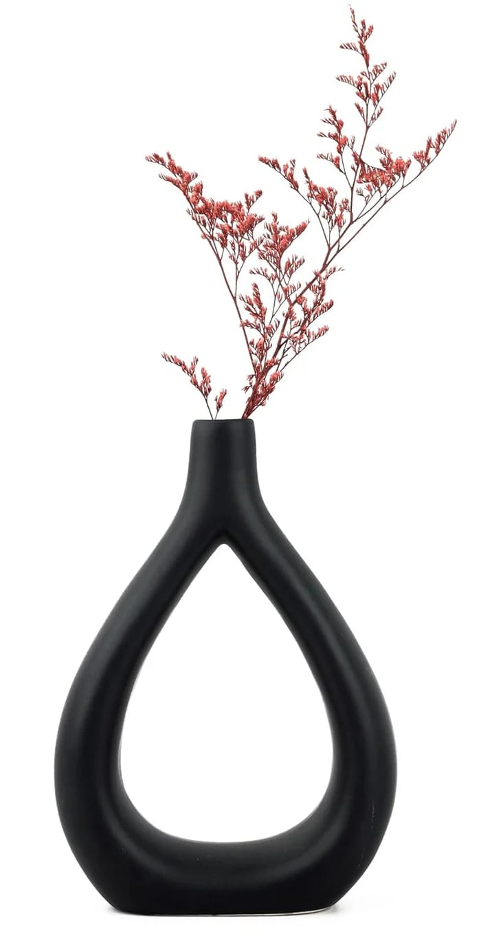 Xotic essentials Ceramic White Oval Vase 8 Inch - Set of 2 / Decorative Oval Vase for Dried Flowers and Pampas Grass/Vases for Home Decor