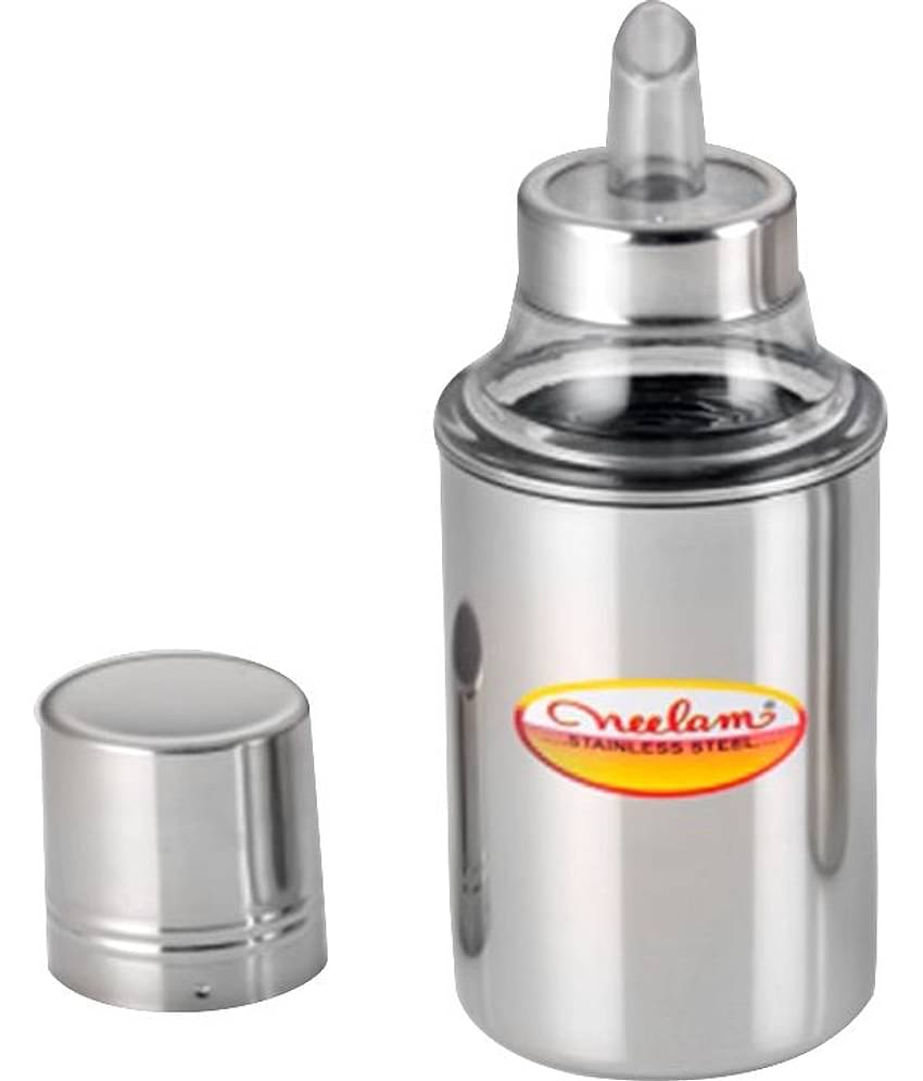 Neelam Oil Bottle Stainless Steel Silver Oil Container (Set of 1) 1000ml