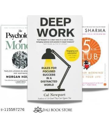 Deep Work, The Psychology of Money & The 5 AM Club - 3 BOOKS SET