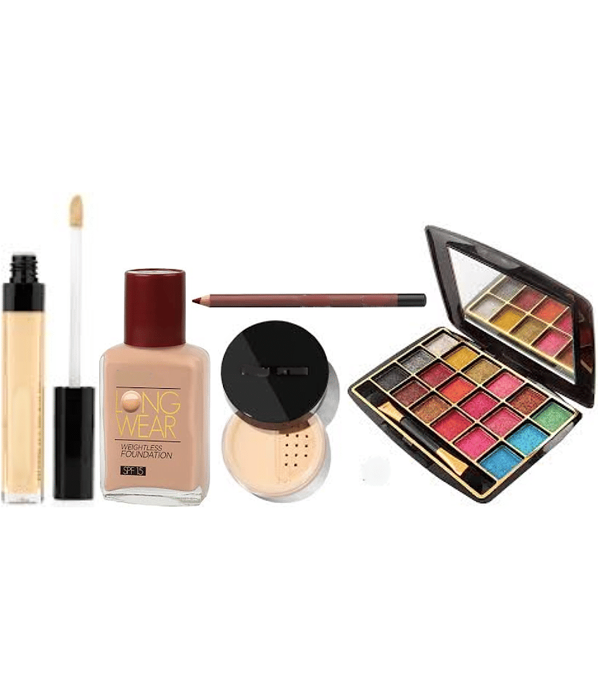 swenky eyeshadow with loose powder concealer foundation & lip liner (Pack of 5)